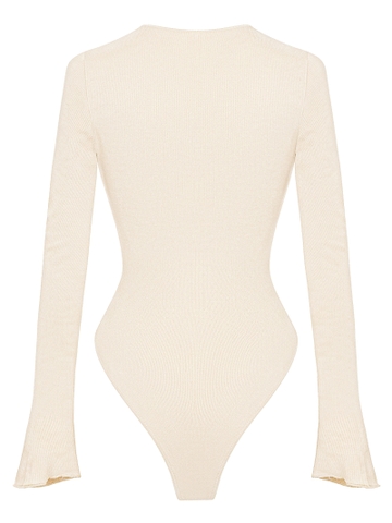 Bodysuit khoét ngực phối dây đan nữ SISTERS form tay loe dài
