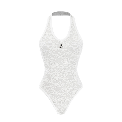 SISTERS Bodysuit ren cổ yếm Rosy