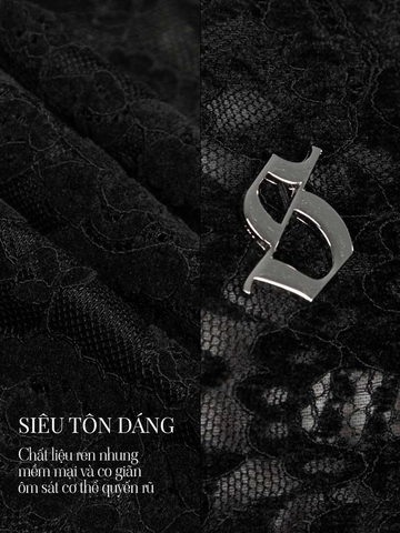 SISTERS Bodysuit ren cổ yếm Rosy