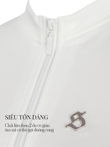 SISTERS Bodysuit cao cổ kéo khoá Athena