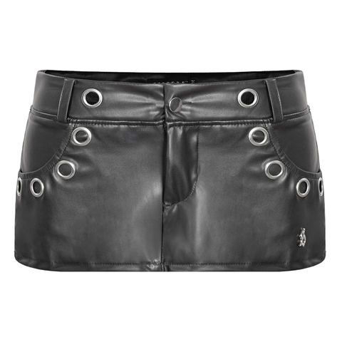 Chân váy da phối khoen kim loại SISTERS dáng ngắn mini skirt