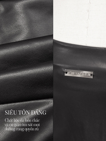 SISTERS Chân váy mini skirt da phối khoá kéo Aubrey