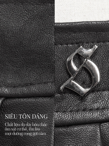 SISTERS Chân váy mini skirt xếp ly lưng dán Eiffel