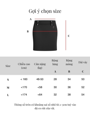 SISTERS Chân váy lửng Madeleine - Đen