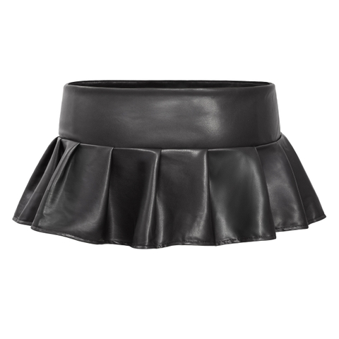 Chân váy xếp ly da mini skirt SISTERS xẻ tà phối khóa kéo