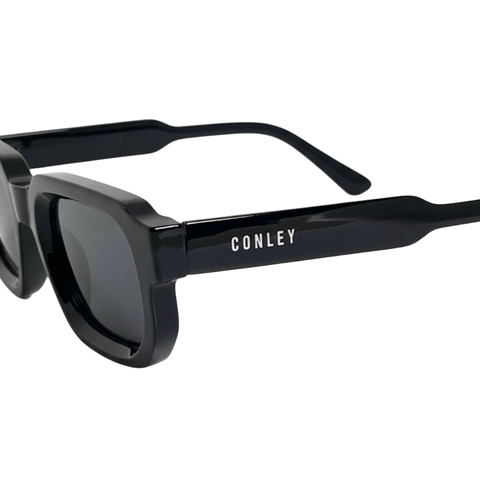 Mắt Kính Râm CONLEY Gọng Vuông Chống Tia UV Acetate Cao Cấp Màu Đen Tròng Đen| CO-0028-D
