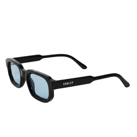 Mắt Kính Râm CONLEY Gọng Vuông Chống Tia UV Acetate Cao Cấp Màu Đen Tròng Xanh | CO-0028-DX