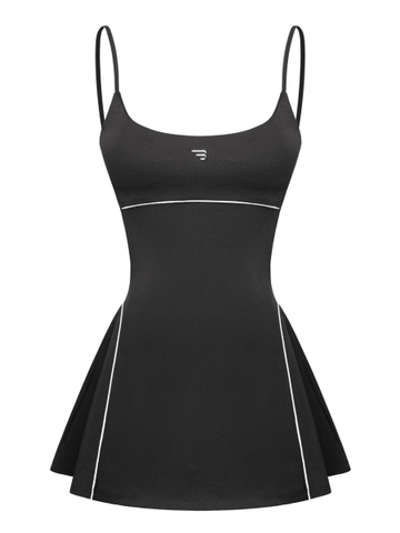 Đầm thể thao nữ 2 dây xòe BRETH khoét lưng phối viền