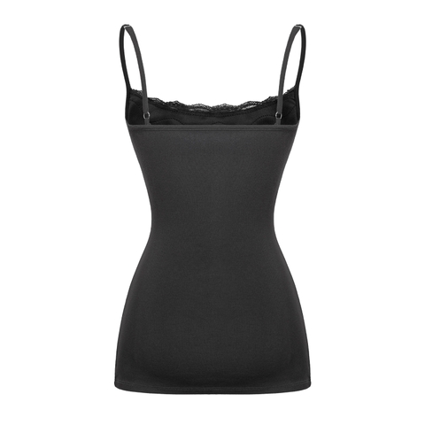 Đầm 2 dây ôm body cổ phối ren SISTERS tôn đường cong gợi cảm