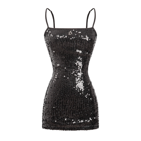 Đầm body nữ hai dây kim sa cổ vuông SISTERS