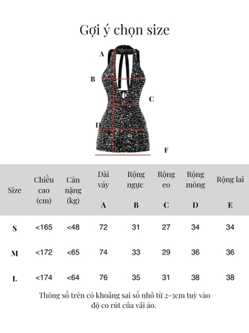 SISTERS Váy đầm body kim sa khoét ngực Zelda