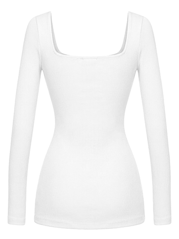 Đầm ôm body cổ vuông tay dài SISTERS thun sọc nhí co giãn