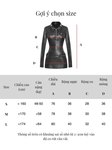 SISTERS Váy đầm body da dài tay kèm belt Eleanor