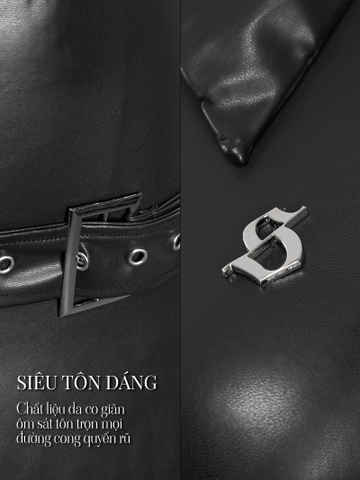 SISTERS Váy đầm body da dài tay kèm belt Eleanor