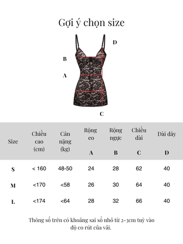 SISTERS Váy đầm body hai dây phối ren Freya