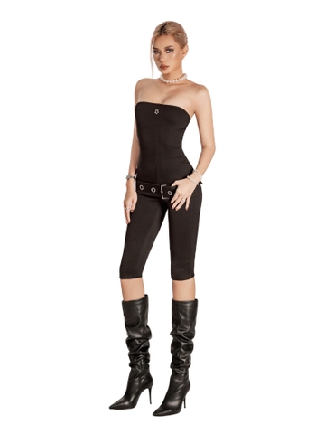 SISTERS Jump lửng cúp ngực kèm belt Amelie - Đen