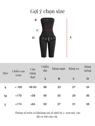 SISTERS Jump lửng cúp ngực kèm belt Amelie - Đen