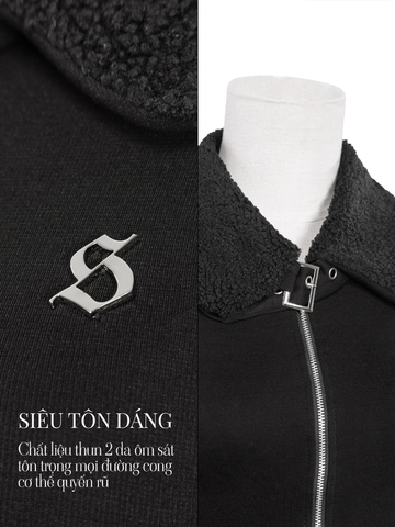 SISTERS Jump đùi phối cổ lông cừu Francesca - Trắng