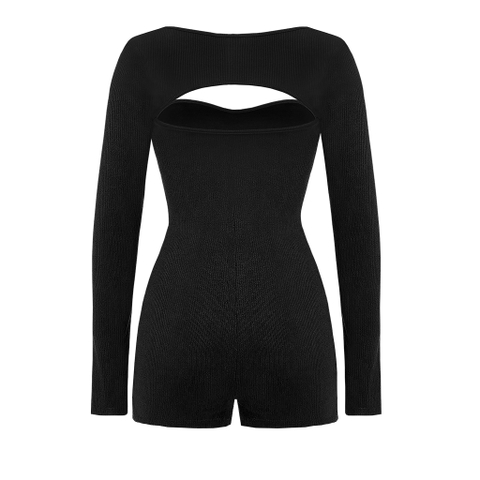 Jumpsuit đùi hở lưng gợi cảm Sisters chất liệu thun gân màu đen, đỏ, xám, kem