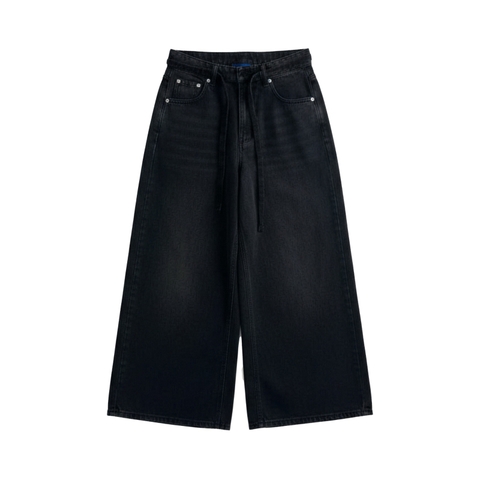 Quần suông jeans unisex màu đen NULLED N-Q17