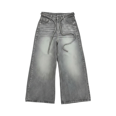 Quần suông jeans unisex xám khói NULLED N-Q18