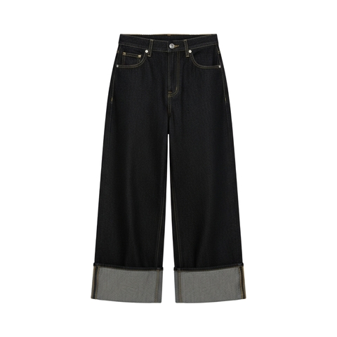 Quần jean ống suông lật lai NULLED