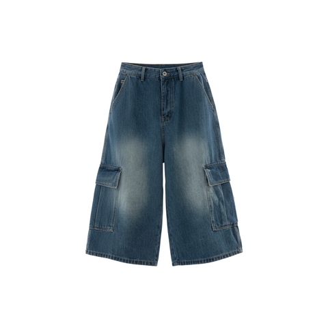 Quần jean lửng túi hộp xanh đậm NULLED N-QS14