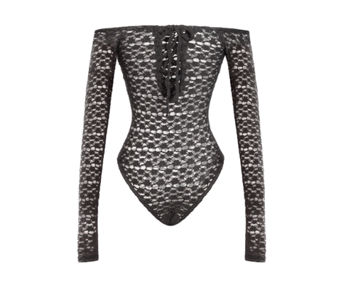 SS24-J17 Bodysuit ren hoa nhí trễ vai Daisy