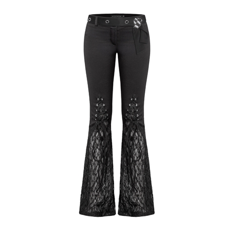 Quần dài nữ ống loe phối ren SISTERS lưng thấp ôm dáng