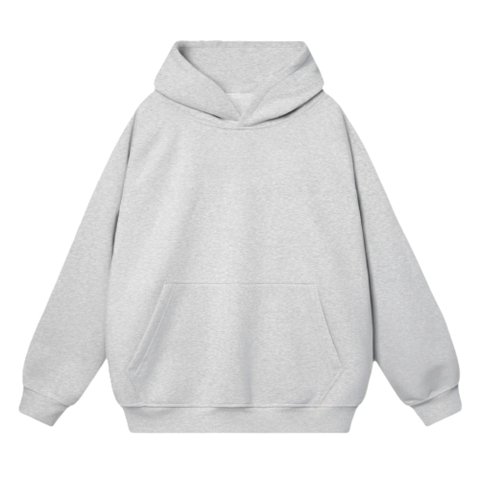 Áo Hoodie HAMCHOI form rộng unisex nỉ  bông dày dặn giữ ấm, basic, túi kangaroo lớn màu Xám Trắng