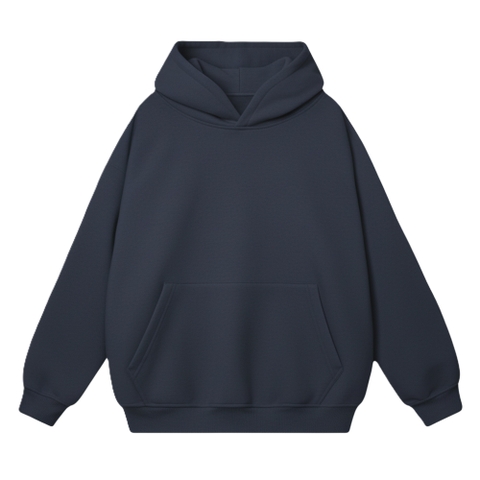 Áo Hoodie HAMCHOI form rộng unisex nỉ  bông dày dặn giữ ấm, basic, túi kangaroo lớn màu Xanh Than