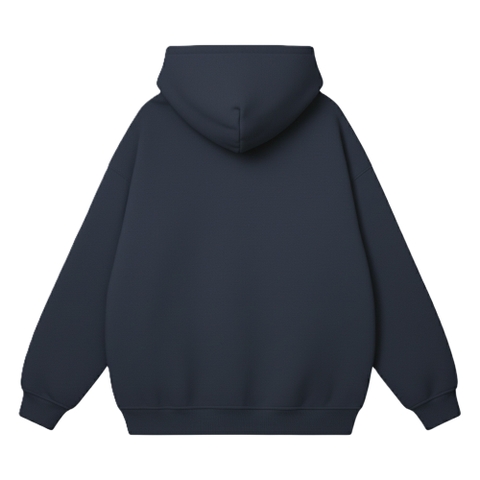 Áo Hoodie HAMCHOI form rộng unisex nỉ  bông dày dặn giữ ấm, basic, túi kangaroo lớn màu Xanh Than