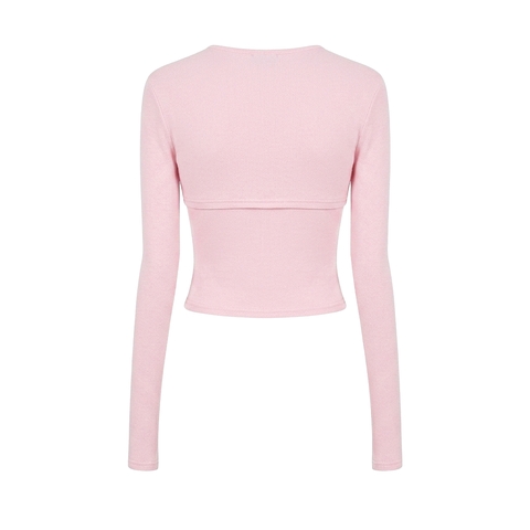 Set áo hai dây có khoác ngoài dài tay DKMV croptop trơn