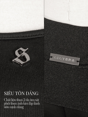 SISTERS Set áo yếm quần lửng lưng lật ánh kim Maisie