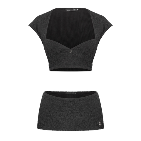 Set đồ nữ áo kiểu cúp ngực và chân váy ngắn SISTERS phối ren