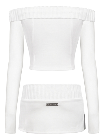 SISTERS Set áo váy phối gân len Rachel - Trắng