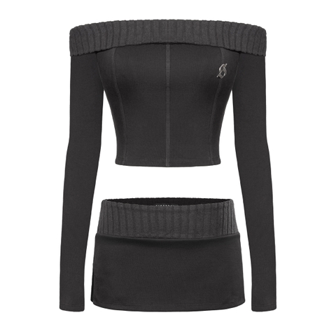 SISTERS Set áo váy phối gân len Rachel