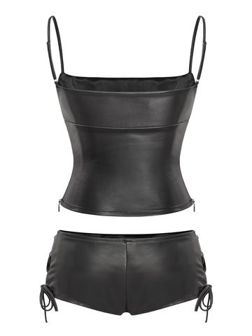 SISTERS Set áo hai dây quần mini short da Isism