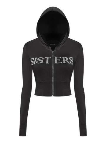 SISTERS Set áo khoác quần dài lưng lật ép đá Caspian - Đen