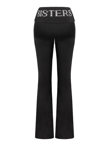 SISTERS Set áo khoác quần dài lưng lật ép đá Caspian - Đen