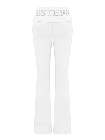 SISTERS Set áo khoác quần dài lưng lật ép đá Caspian - Trắng