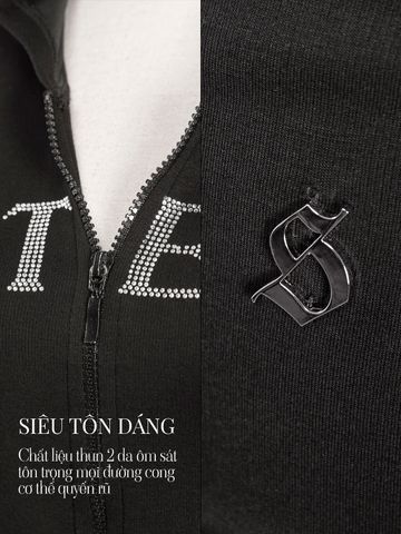 SISTERS Set áo khoác quần dài lưng lật ép đá Caspian - Trắng