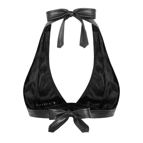 SISTERS Set áo bra chân váy da đan dây Grainne