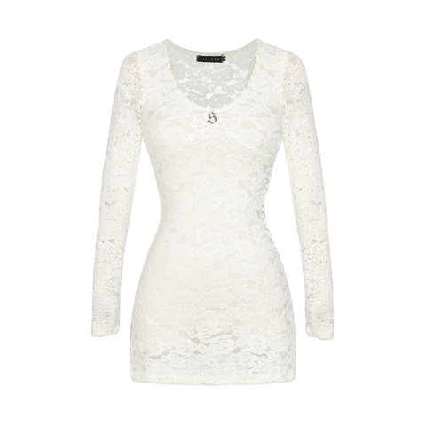 SISTERS Váy đầm body ren dài tay khoét ngực Babies