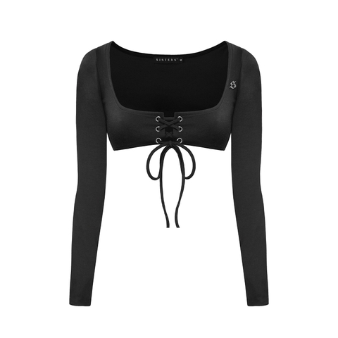 SISTERS Áo croptop tay dài đan dây ngực Amabel