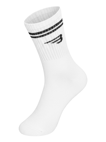 Tất trắng dày dặn cổ cao BRETH logo sọc ngang