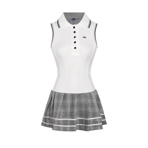 Váy polo nữ dáng sát nách xếp ly DKMV hoạ tiết caro