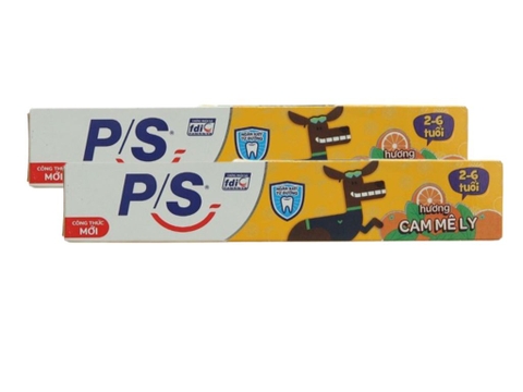 2 tuýp kem đánh răng cho bé từ 2 - 6 tuổi P/S hương cam ngừa sâu răng cho men răng chắc khỏe 45g