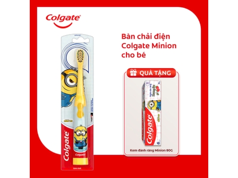Bàn chải đánh răng điện Colgate Sonic Minion Colgate (Quà tặng - Kem đánh răng cho bé trên 6 tuổi Colgate Minions hương trái cây 80g)