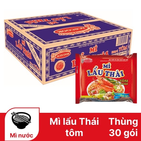 Thùng 30 gói mì Lẩu Thái tôm 81g
